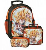 Mochila Dragon Ball Z Rodinhas Kit Lancheira e Estojo